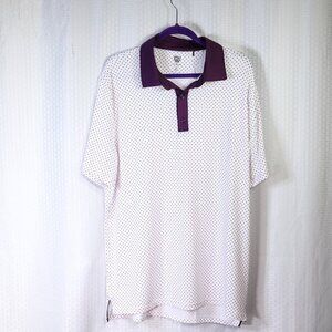 Graham Luxe Size XL White/Purple (Grape/Royal) tiny check Lennox Polo Golf shirt